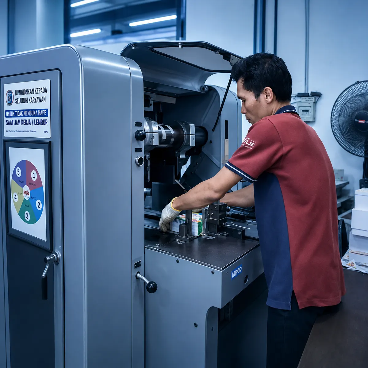Aktivitas finishing hasil cetak di Percetakan Ivorie