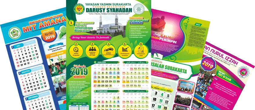 Contoh kalender dinding pondok pesantren dan madrasah cetakan Percetakan Ivorie
